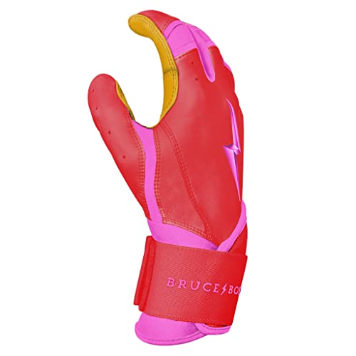 BRUCE BOLT Bader Series Long Cuff Pink Batting Glove - Pink Medium