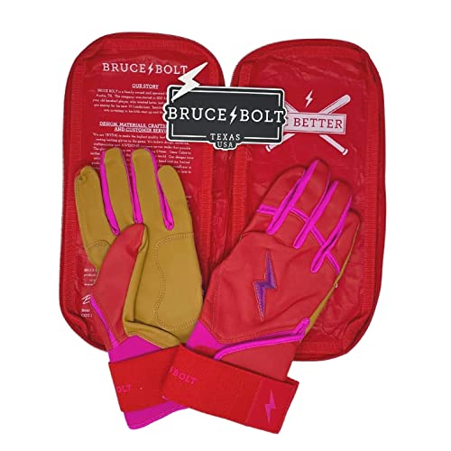 BRUCE BOLT Bader Series Long Cuff Pink Batting Glove - Pink Medium