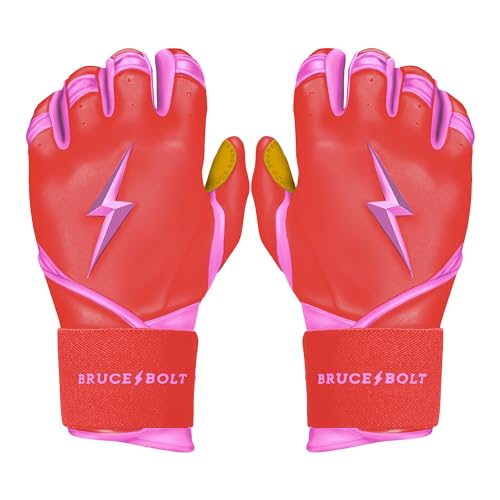 BRUCE BOLT Bader Series Long Cuff Pink Batting Glove - Pink Medium