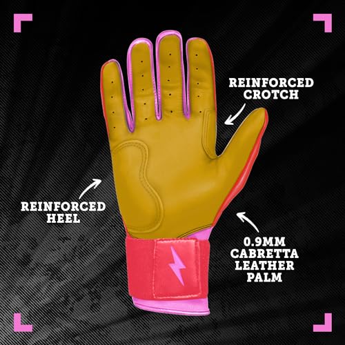 BRUCE BOLT Bader Series Long Cuff Pink Batting Glove - Pink Medium