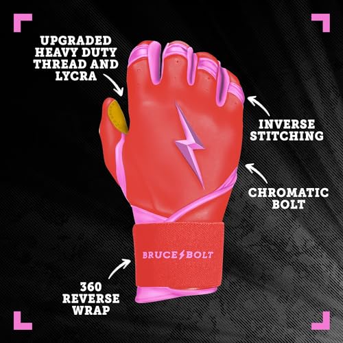 BRUCE BOLT Bader Series Long Cuff Pink Batting Glove - Pink Medium