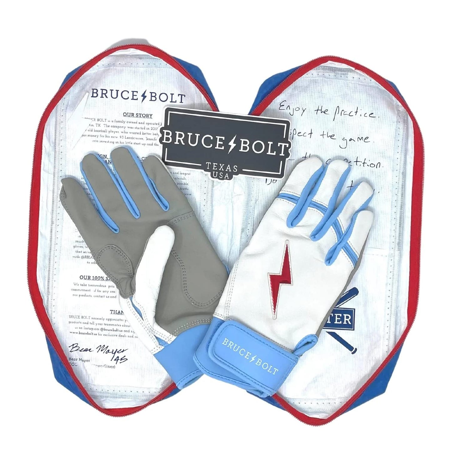BRUCE BOLT HAPP Series Short Cuff White Batting Glove - White