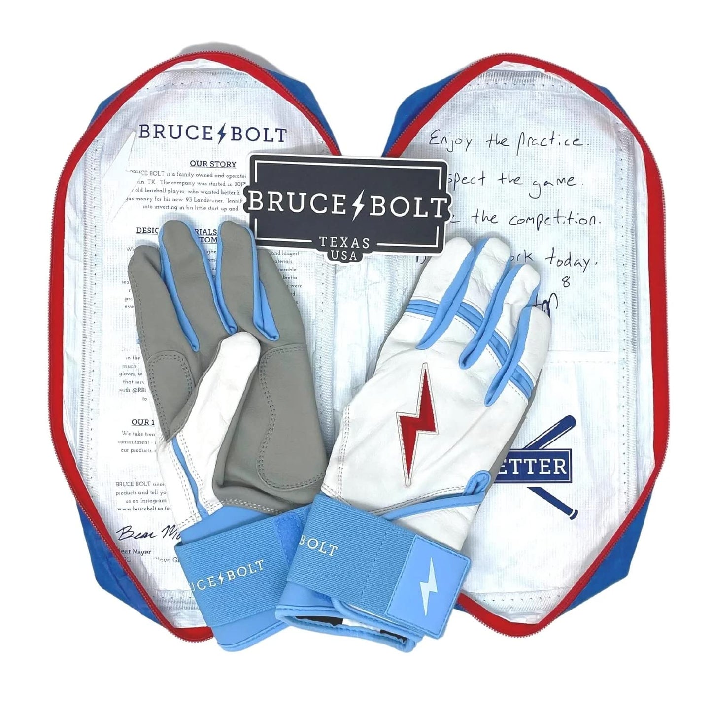 BRUCE BOLT HAPP Series Long Cuff White Batting Glove - White