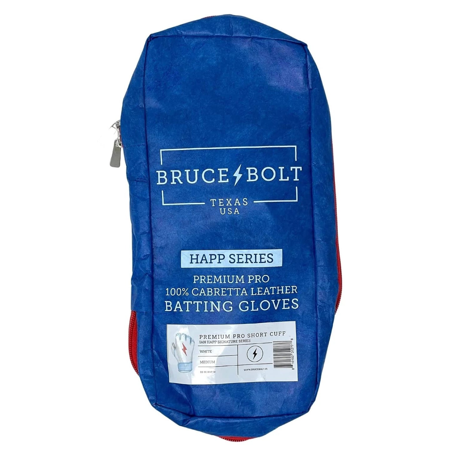 BRUCE BOLT HAPP Series Short Cuff White Batting Glove - White