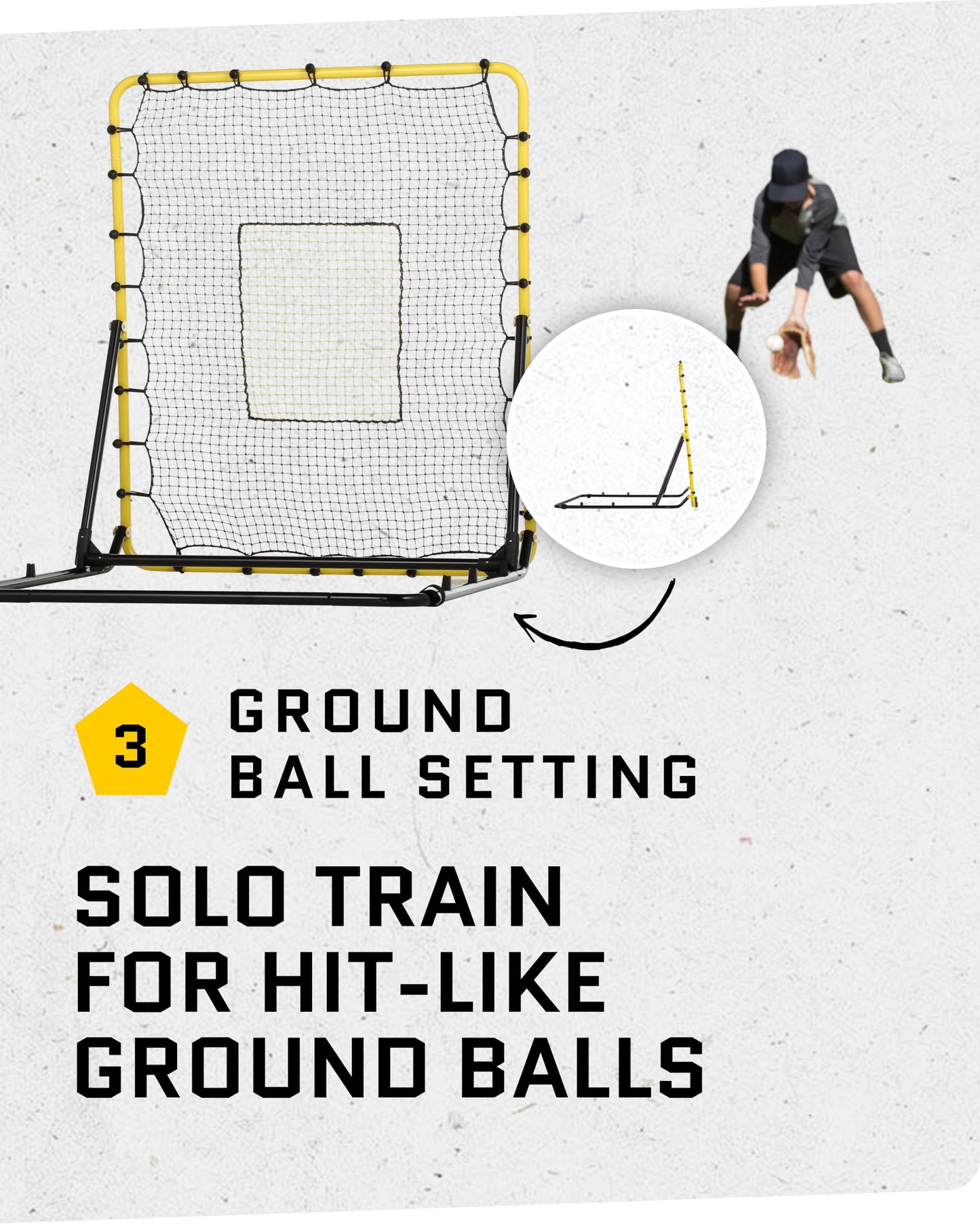 SKLZ Fielding Trainer - Pitch-Back Rebound Net - Ground, Line Drive & Fly Ball Return Settings