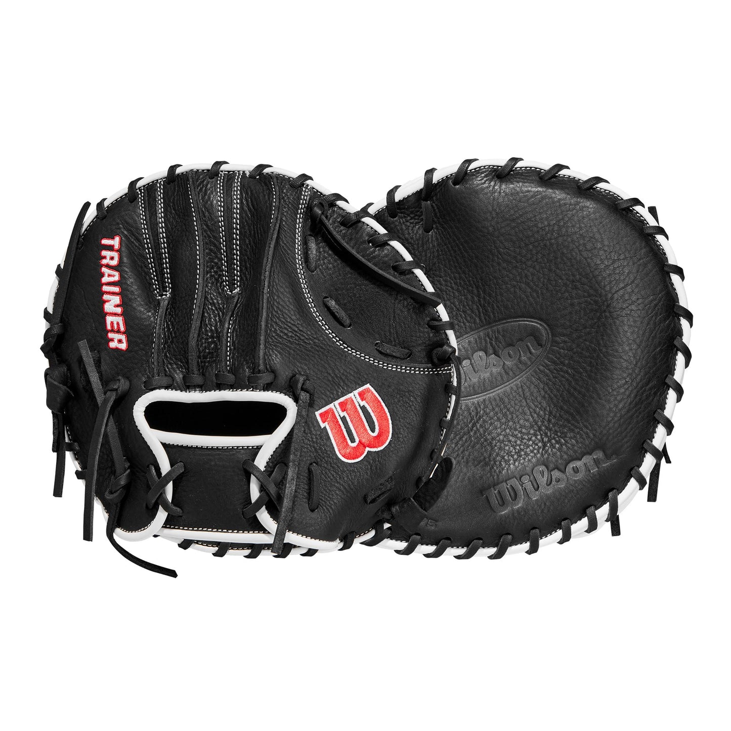 Wilson 27.5” Infield Pancake Training Baseball Glove - Right Hand Throw, Black/Red