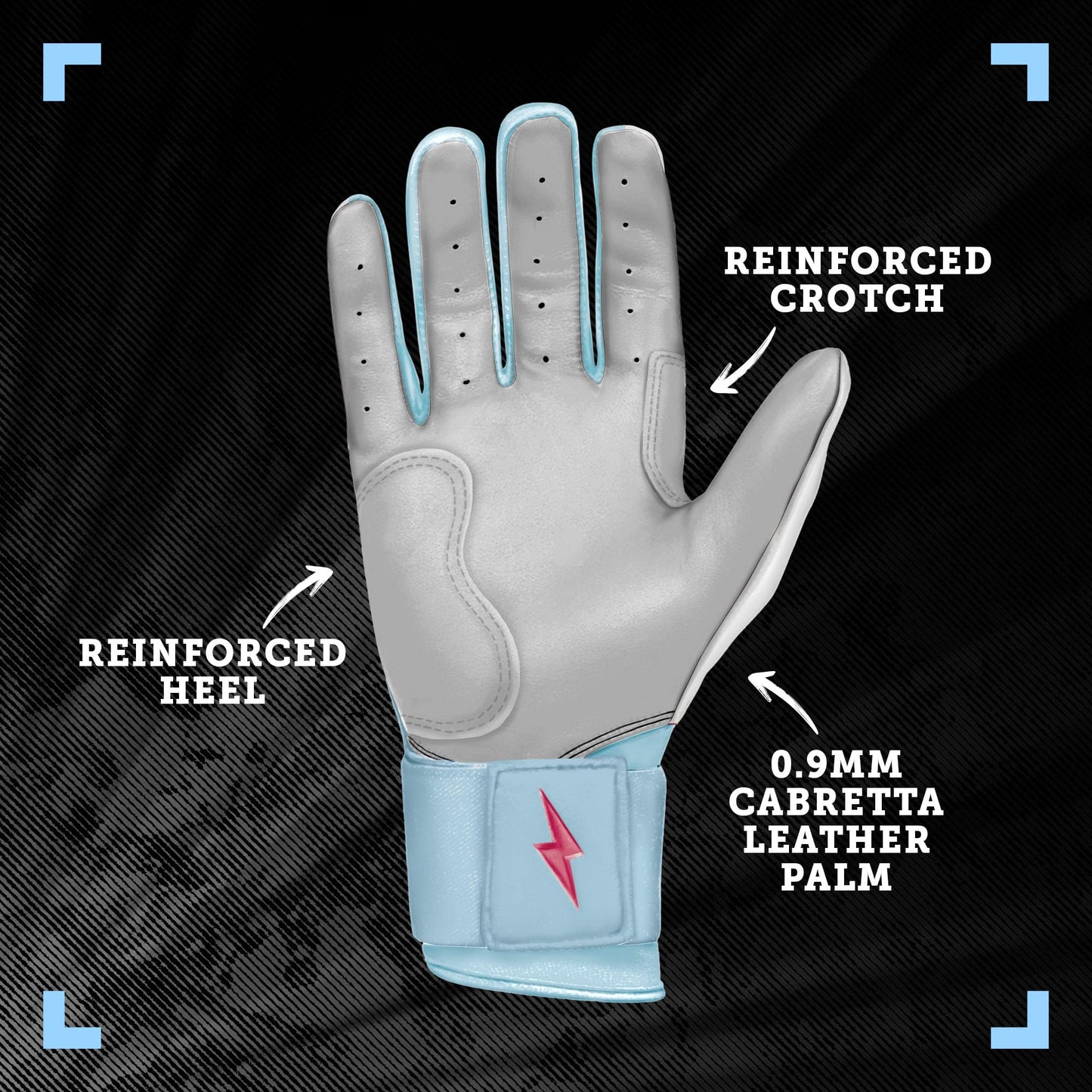 BRUCE BOLT HAPP Series Long Cuff White Batting Glove - White