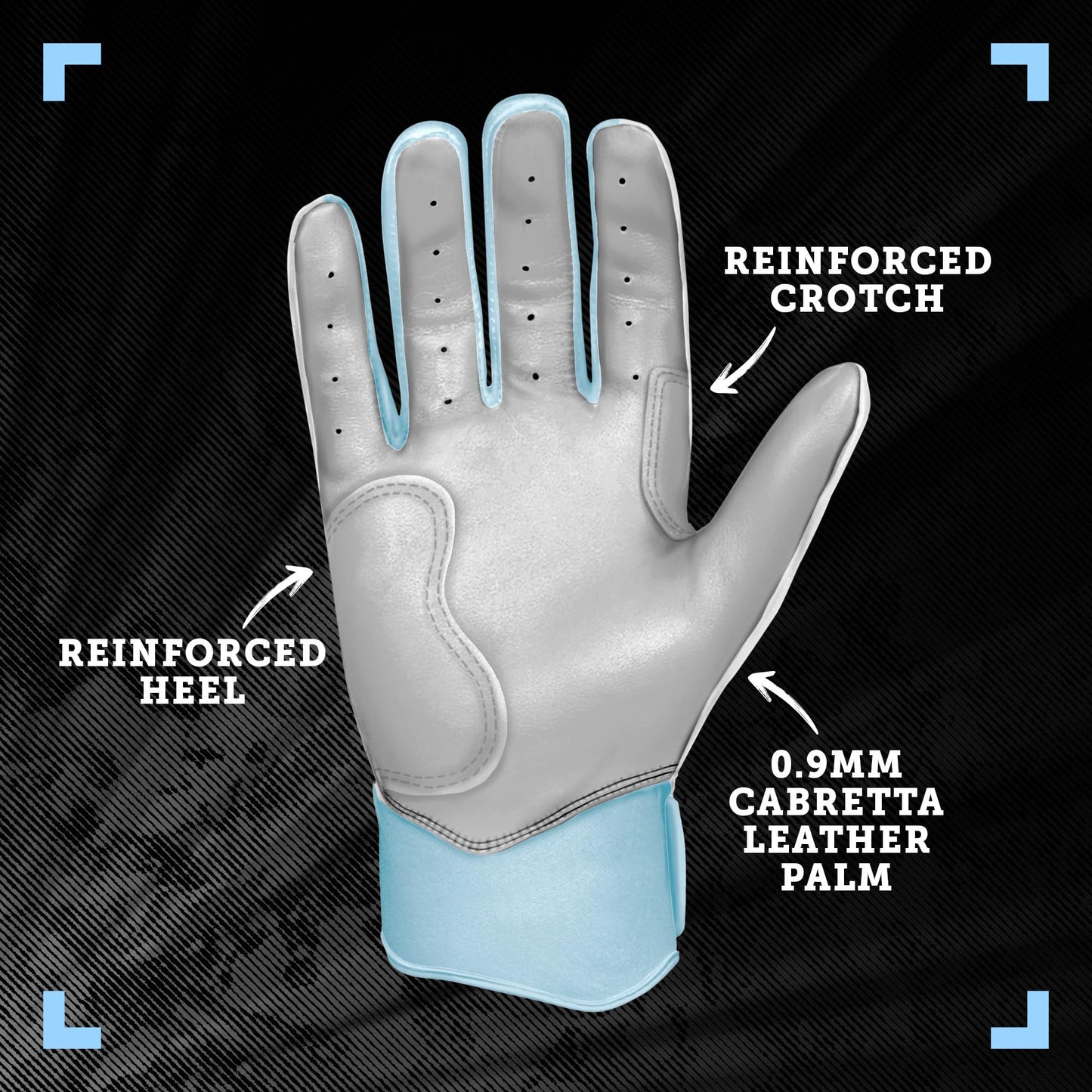 BRUCE BOLT HAPP Series Short Cuff White Batting Glove - White