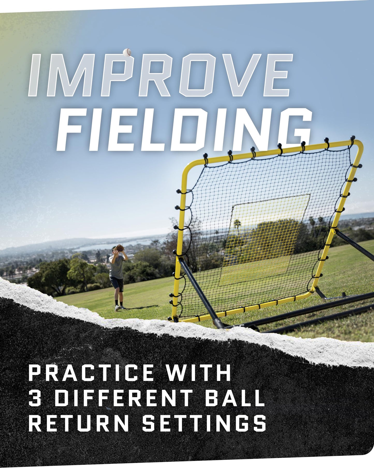 SKLZ Fielding Trainer - Pitch-Back Rebound Net - Ground, Line Drive & Fly Ball Return Settings