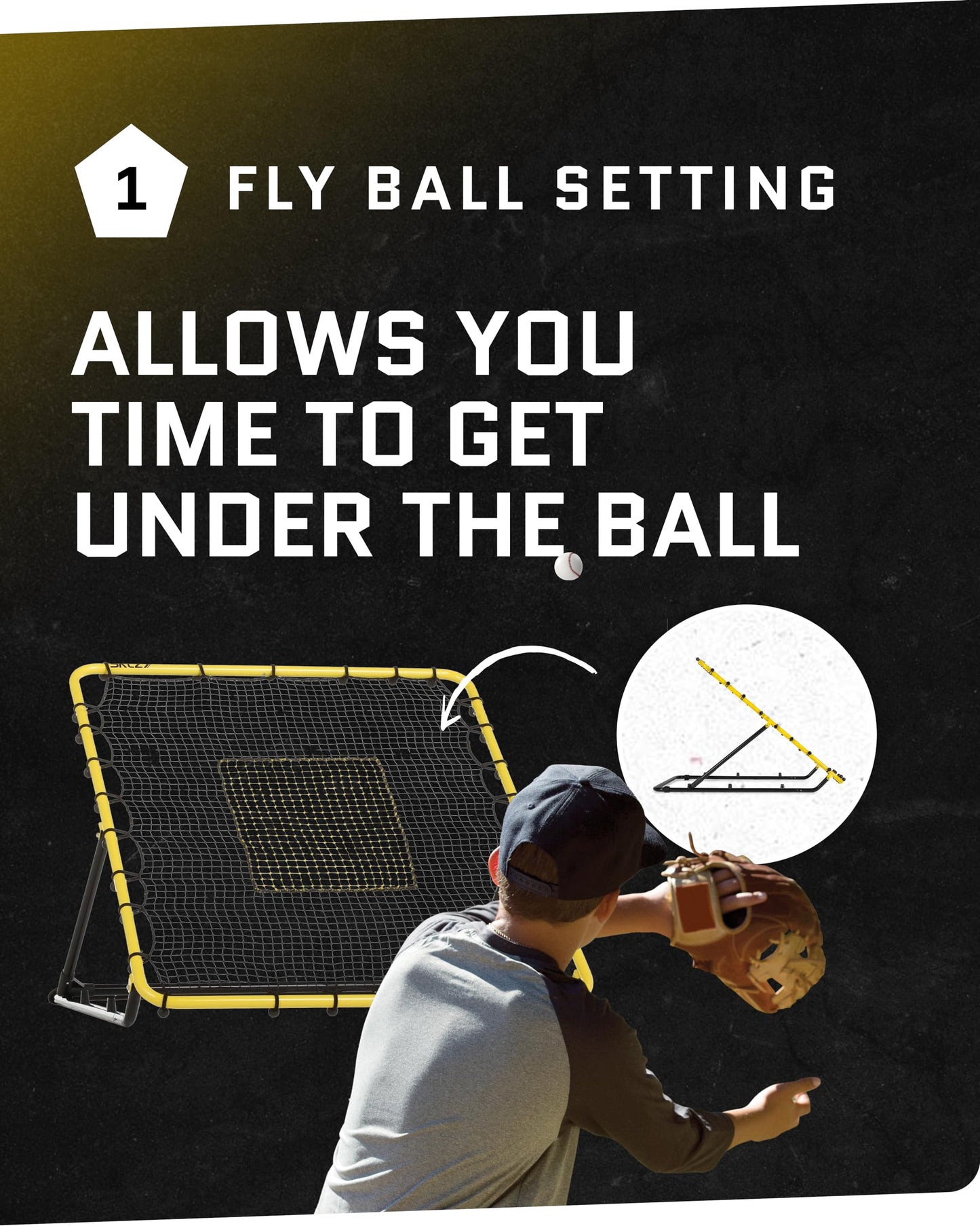 SKLZ Fielding Trainer - Pitch-Back Rebound Net - Ground, Line Drive & Fly Ball Return Settings